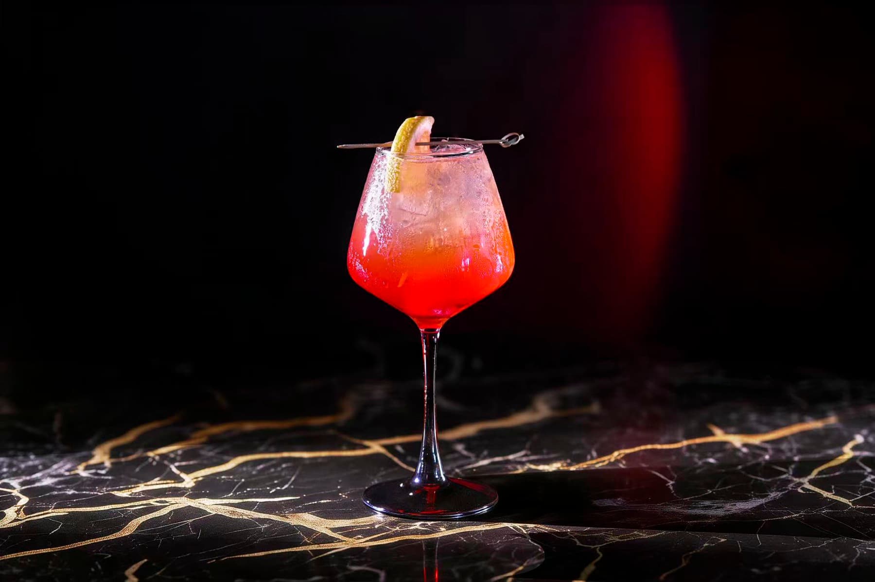 Crimson house cocktail at the bar
