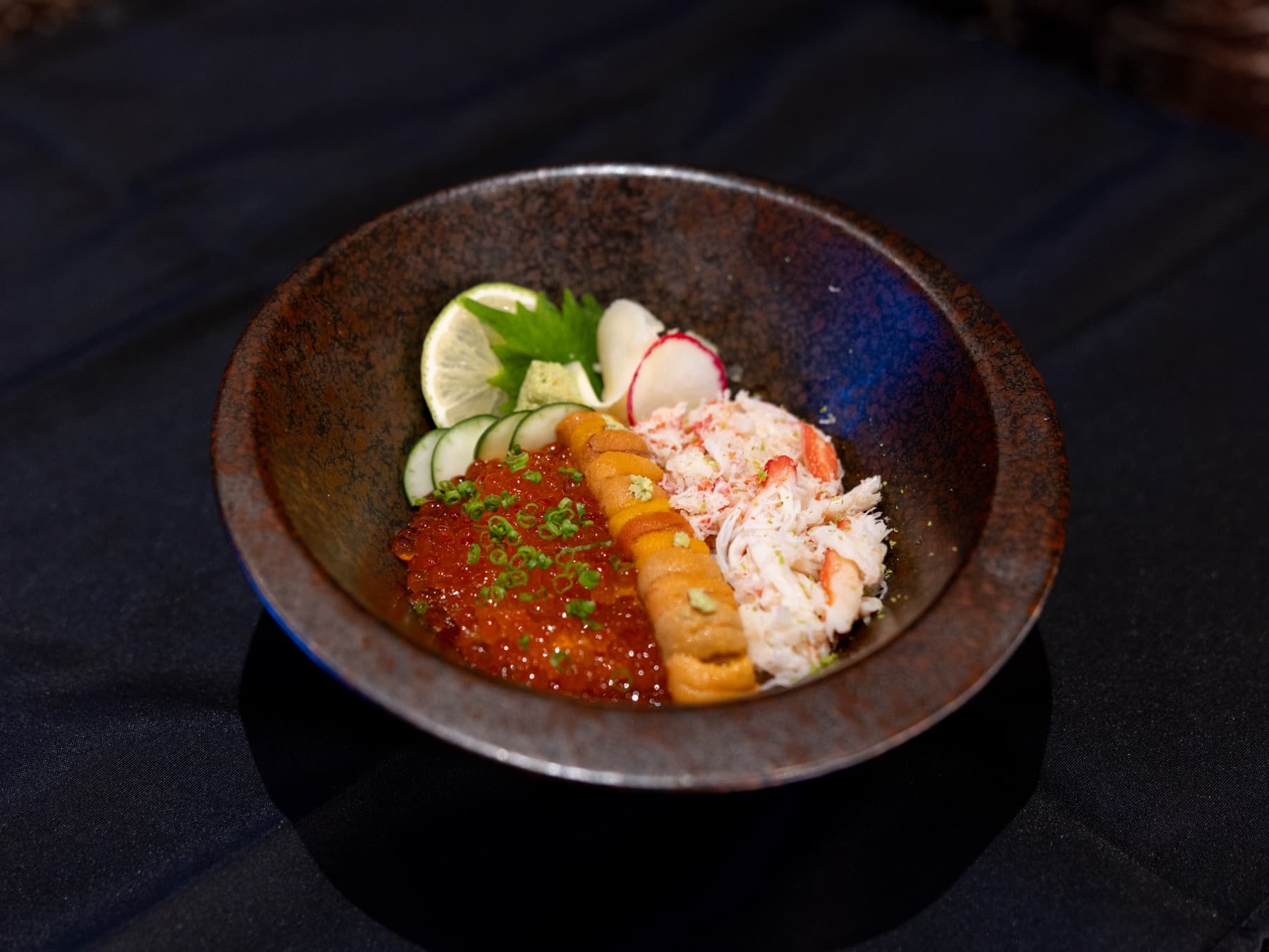 Salmon roe and crab bowl